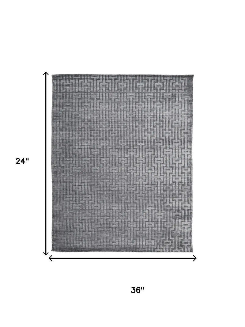 2' X 3' Gray And Silver Geometric Hand Woven Area Rug Homeroots Home Decor