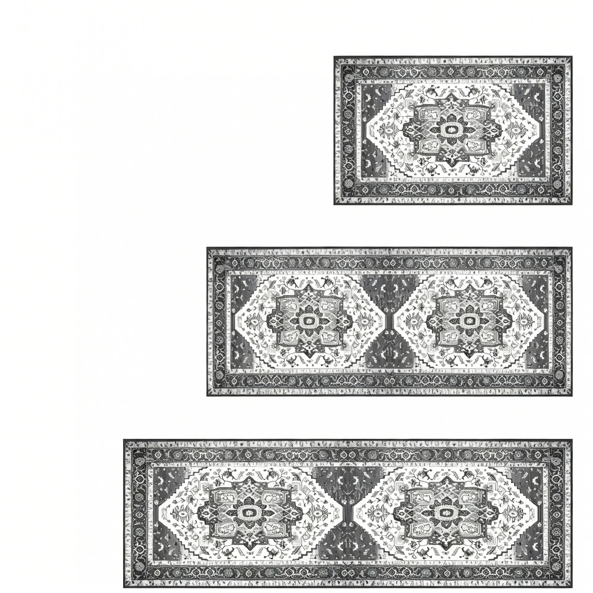 2' X 3' Gray And White Oriental Washable Area Rug Homeroots Home Decor