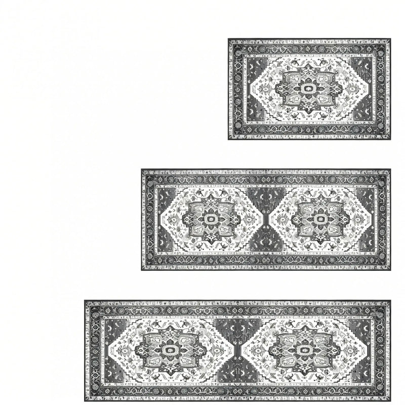 2' X 3' Gray And White Oriental Washable Area Rug Homeroots Home Decor