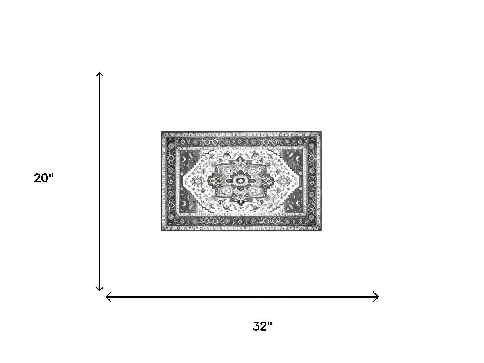 2' X 3' Gray And White Oriental Washable Area Rug Homeroots Home Decor