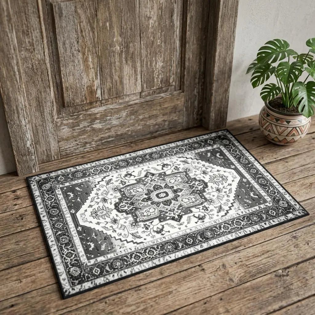 2' X 3' Gray And White Oriental Washable Area Rug Homeroots Home Decor