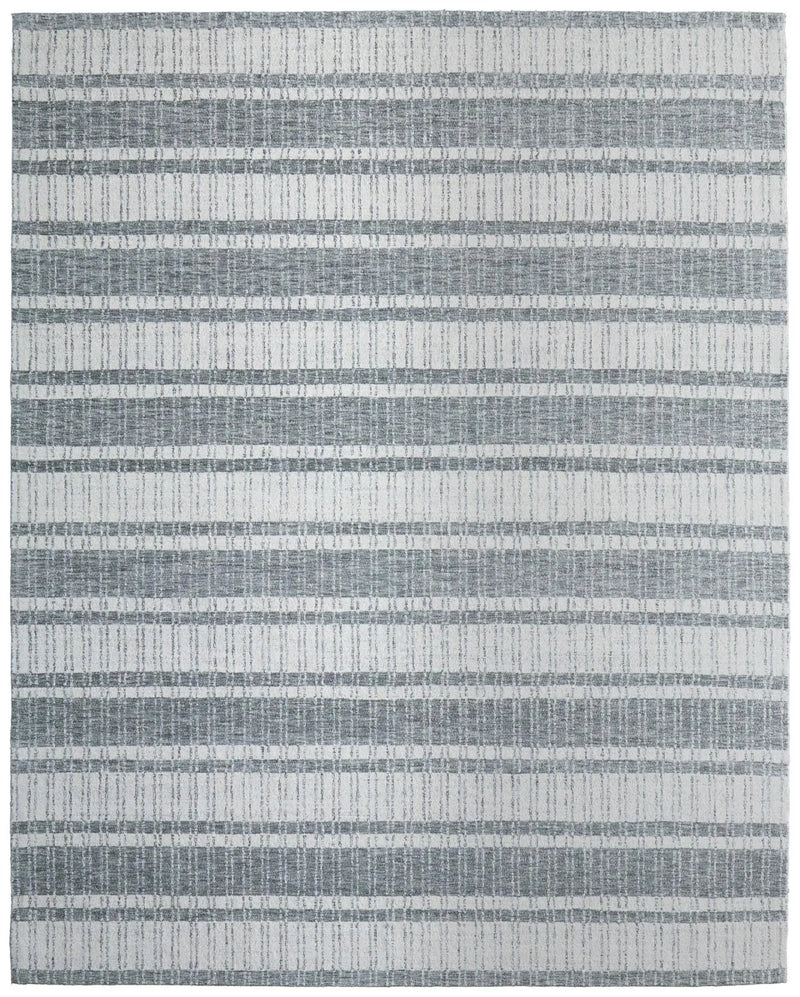 2' X 3' Gray And White Wool Striped Hand Tufted Area Rug Homeroots Home Decor