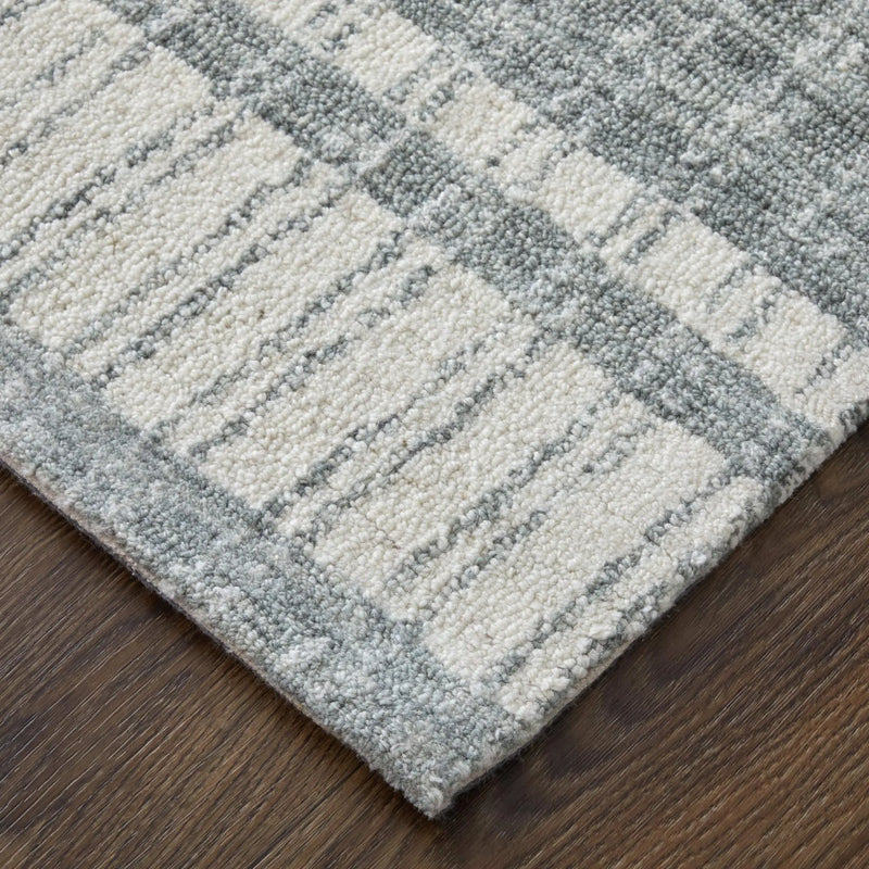 2' X 3' Gray And White Wool Striped Hand Tufted Area Rug Homeroots Home Decor