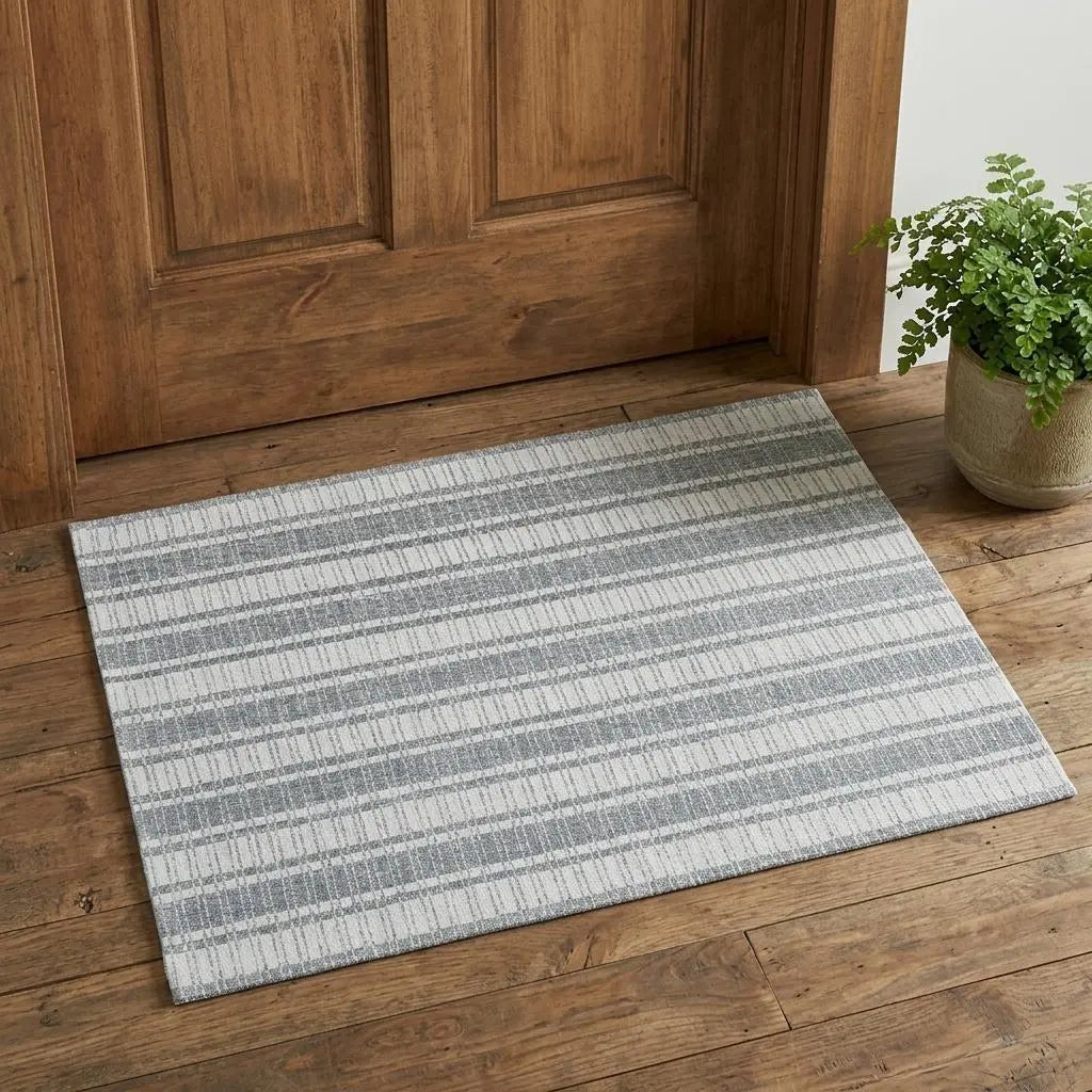 2' X 3' Gray And White Wool Striped Hand Tufted Area Rug Homeroots Home Decor