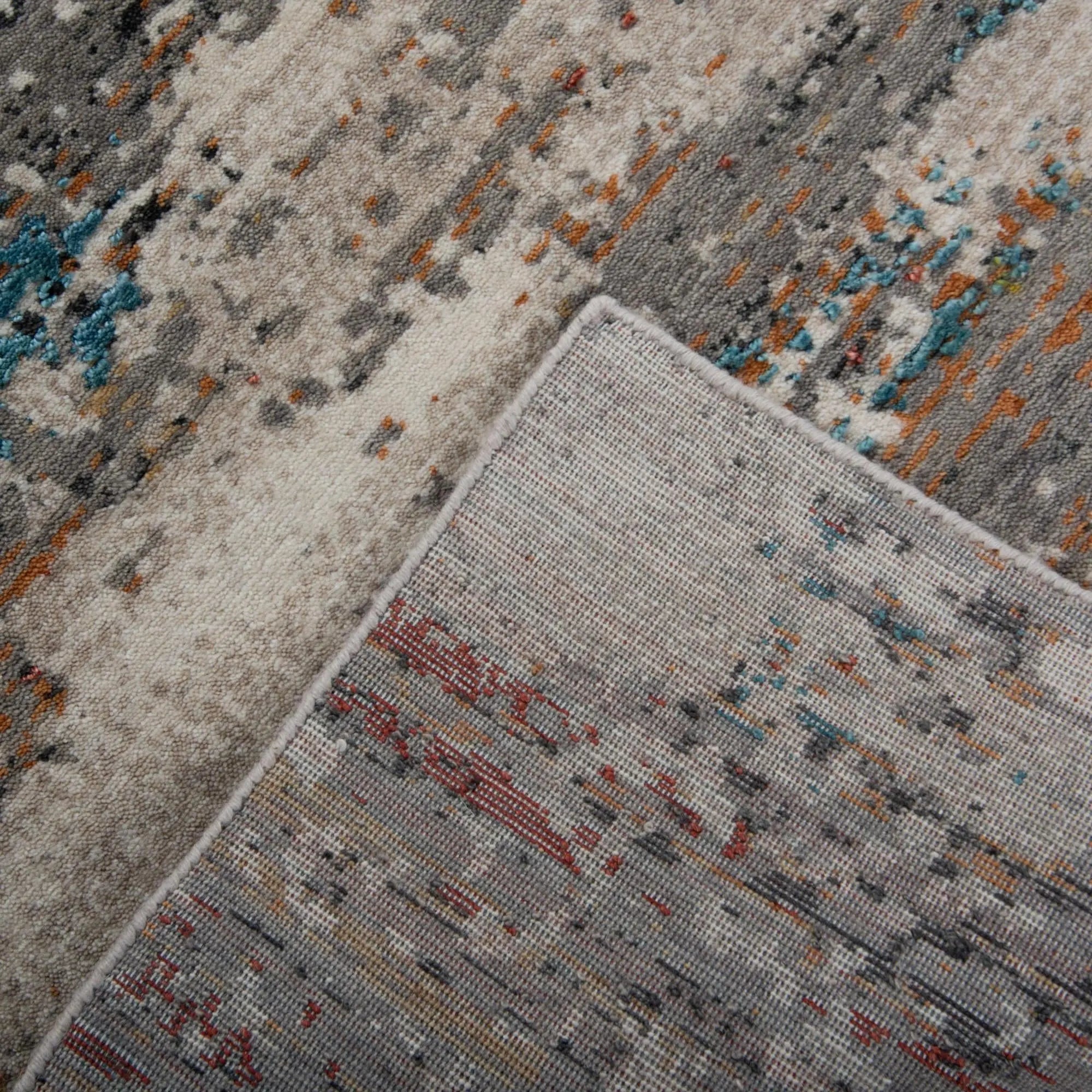 2' X 3' Gray Beige Orange Red And Blue New Zealand Lambs Wool Abstract Hand Carved Handmade Area Rug Homeroots Home Decor
