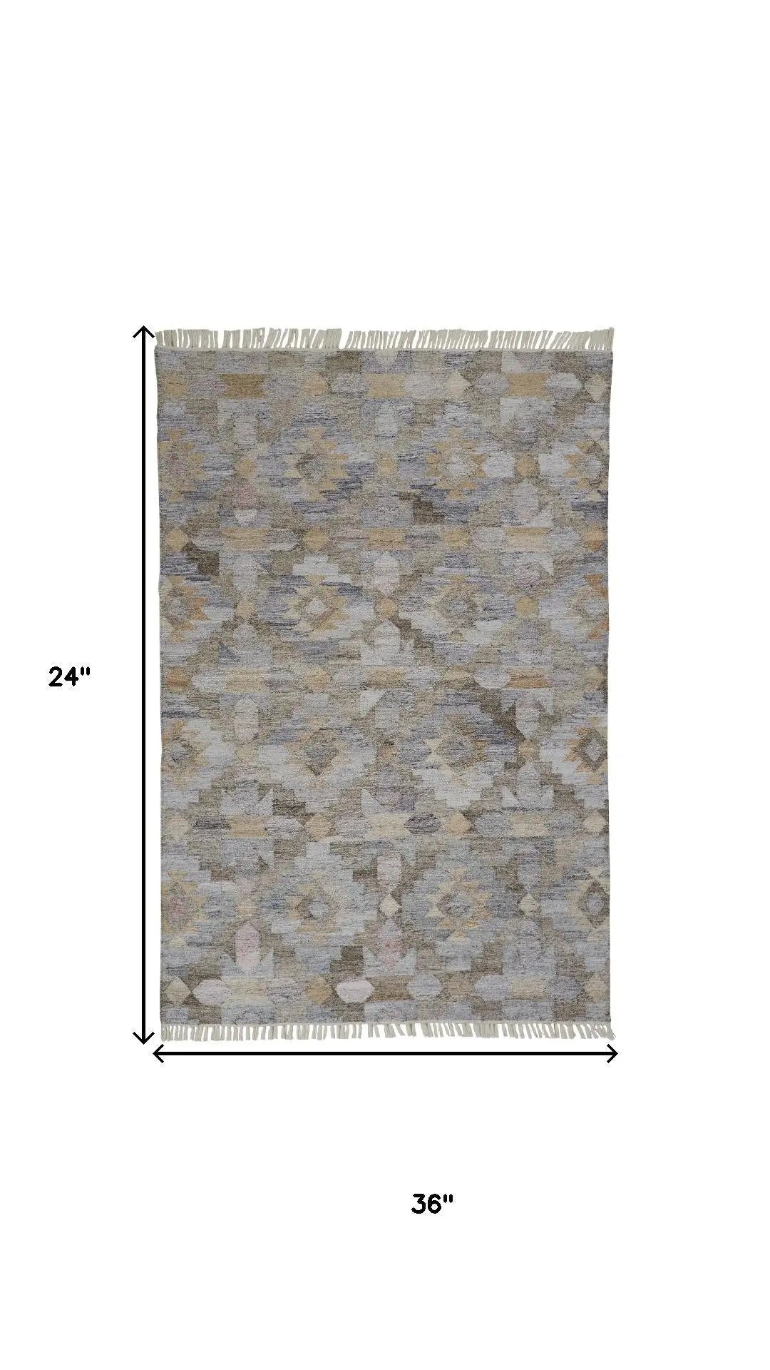 2' X 3' Gray Black And Brown Geometric Hand Woven Area Rug With Fringe Homeroots Outdoor