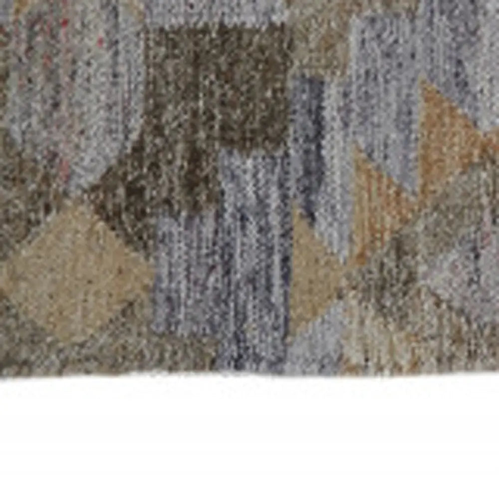 2' X 3' Gray Black And Brown Geometric Hand Woven Area Rug With Fringe Homeroots Outdoor