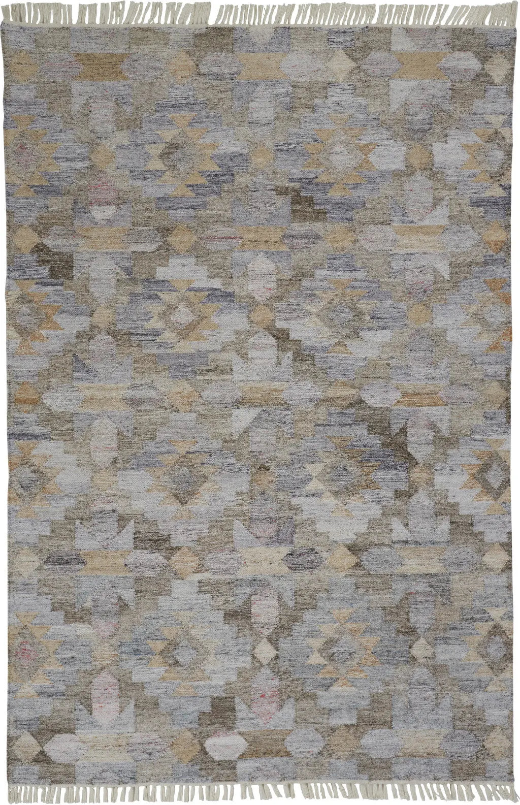 2' X 3' Gray Black And Brown Geometric Hand Woven Area Rug With Fringe Homeroots Outdoor