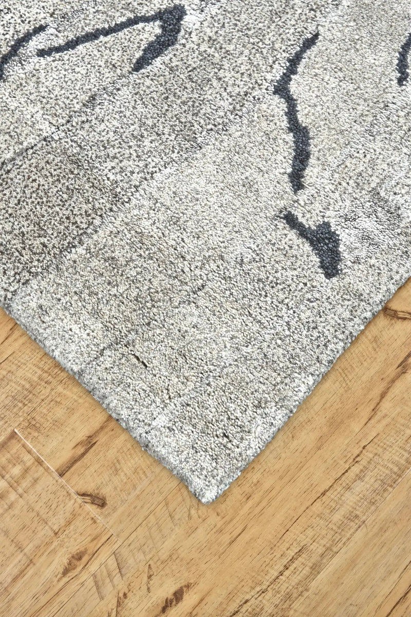 2' X 3' Gray Black And Silver Abstract Hand Tufted Area Rug Homeroots Home Decor