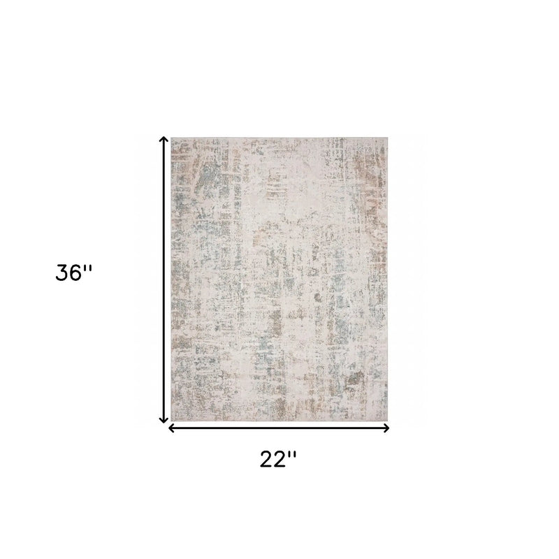 2' X 3' Gray Blue Taupe And Cream Abstract Distressed Stain Resistant Area Rug Homeroots Home Decor