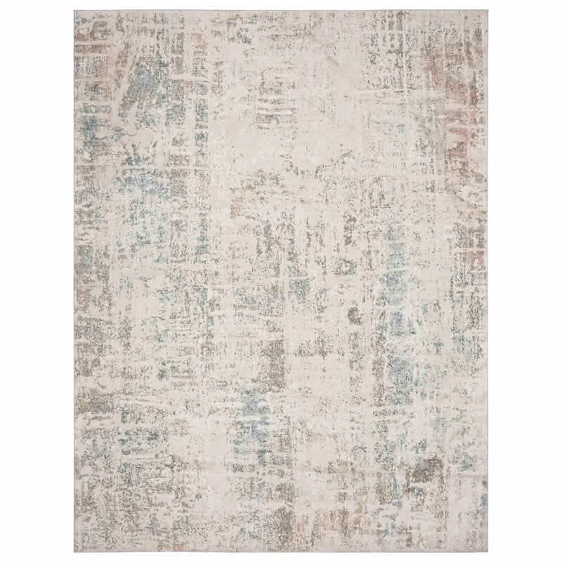 2' X 3' Gray Blue Taupe And Cream Abstract Distressed Stain Resistant Area Rug Homeroots Home Decor