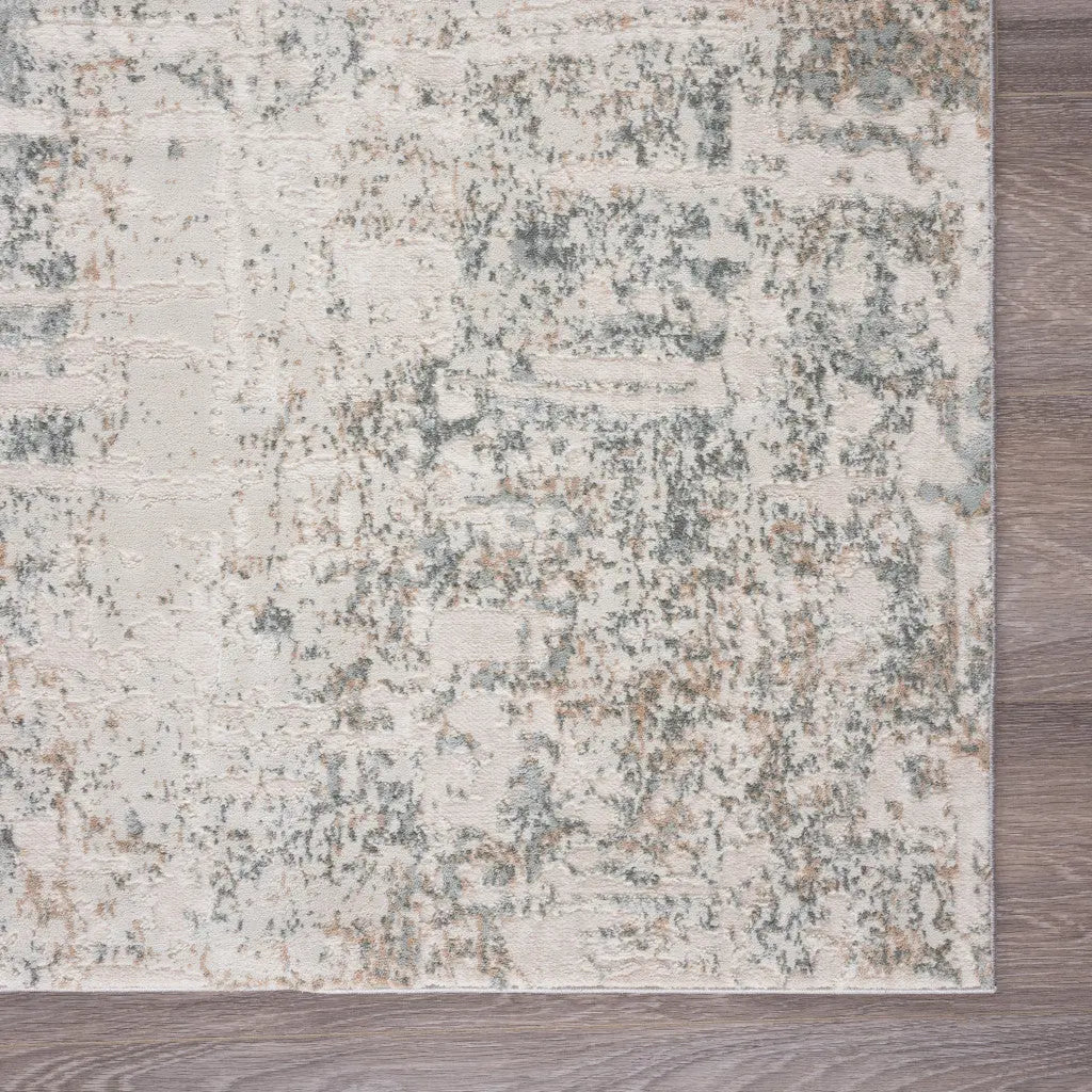 2' X 3' Gray Blue Taupe And Cream Abstract Distressed Stain Resistant Area Rug Homeroots Home Decor