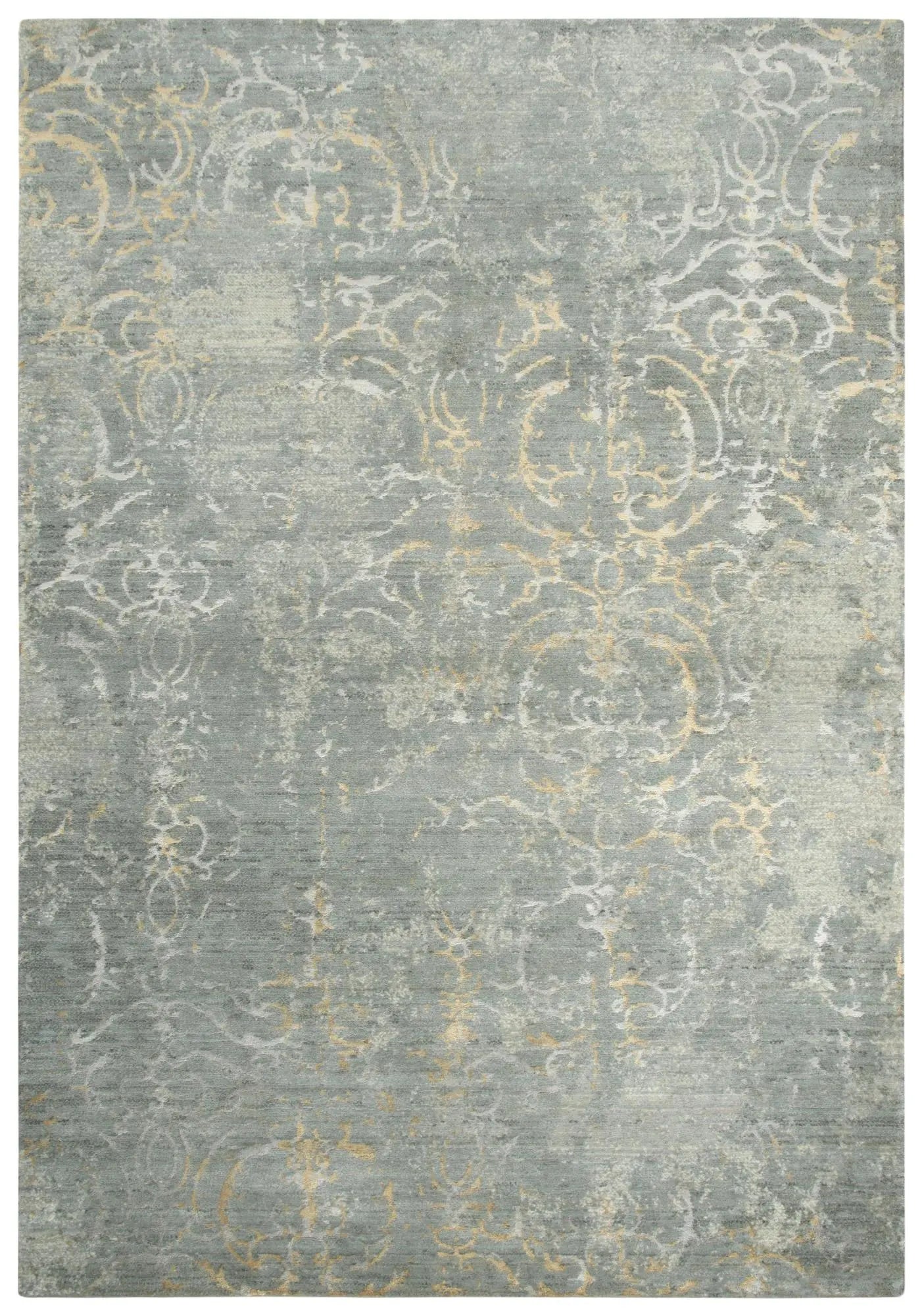 2' X 3' Gray Light Gray Beige And Ivory New Zealand Lambs Wool Trellis Hand Carved Handmade Area Rug Homeroots Home Decor