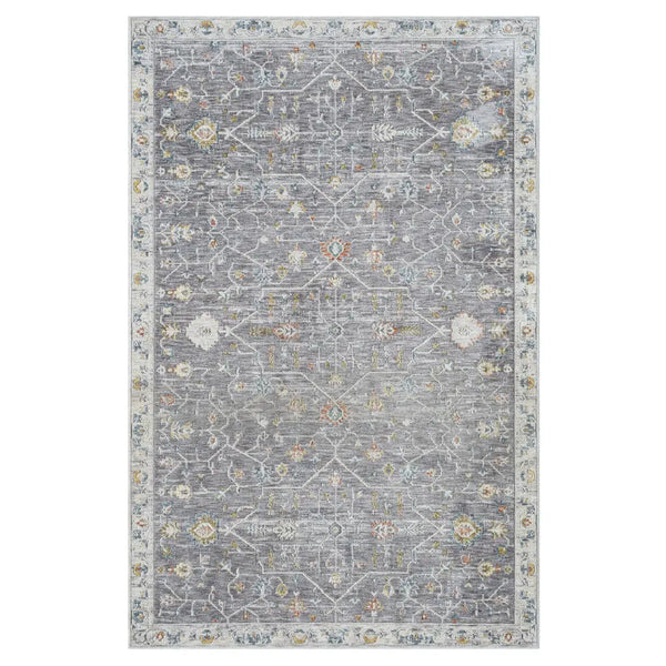 2' X 3' Gray and Ivory Floral Area Rug Homeroots Home Decor