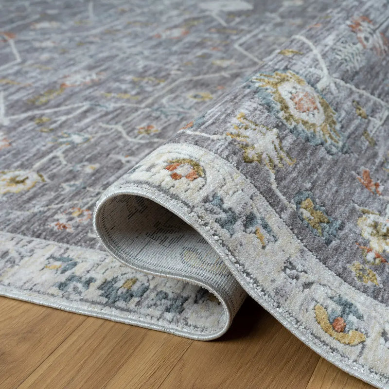 2' X 3' Gray and Ivory Floral Area Rug Homeroots Home Decor