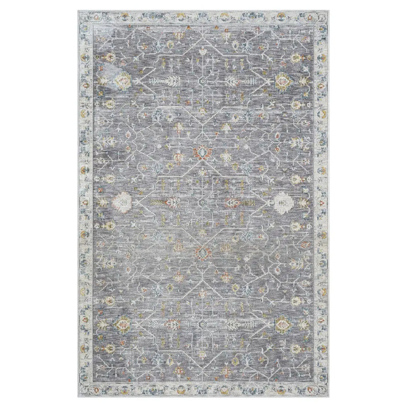 2' X 3' Gray and Ivory Floral Area Rug Homeroots Home Decor