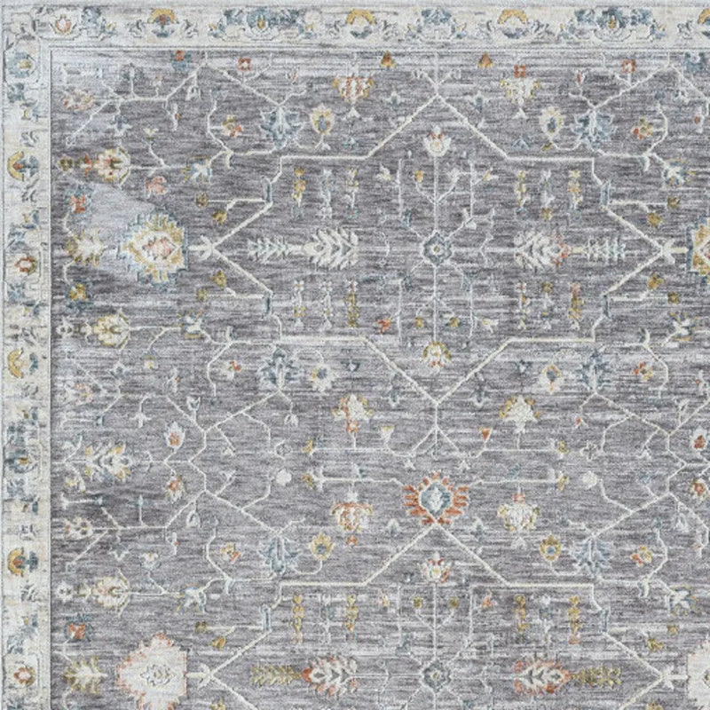 2' X 3' Gray and Ivory Floral Area Rug Homeroots Home Decor