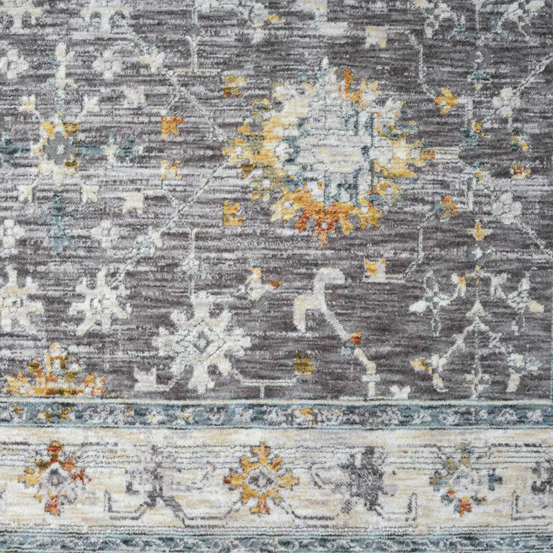 2' X 3' Gray and Ivory Floral Area Rug Homeroots Home Decor