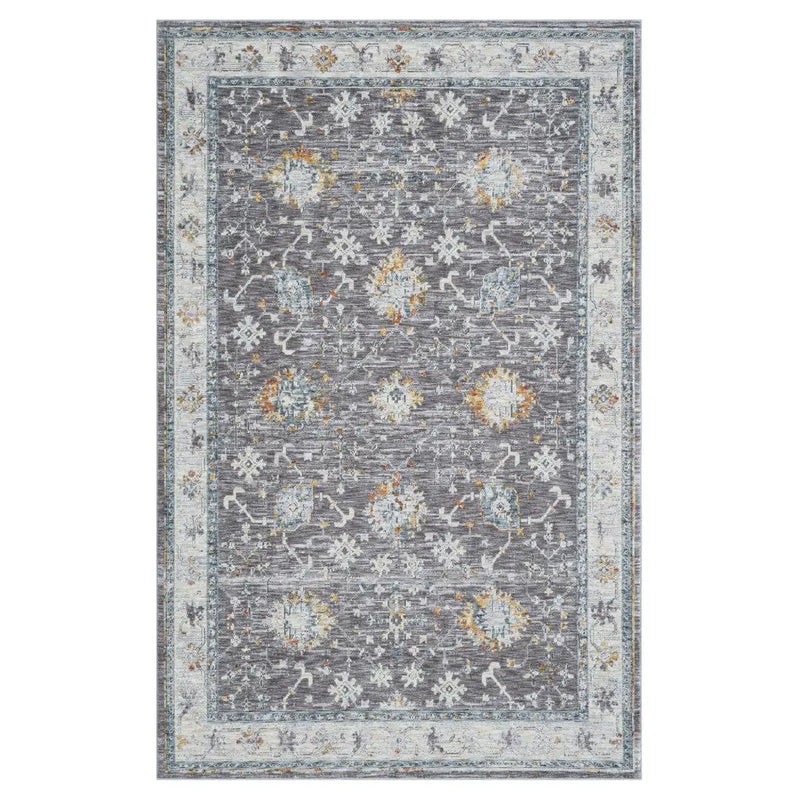 2' X 3' Gray and Ivory Floral Area Rug Homeroots Home Decor