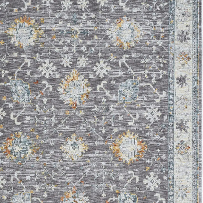 2' X 3' Gray and Ivory Floral Area Rug Homeroots Home Decor