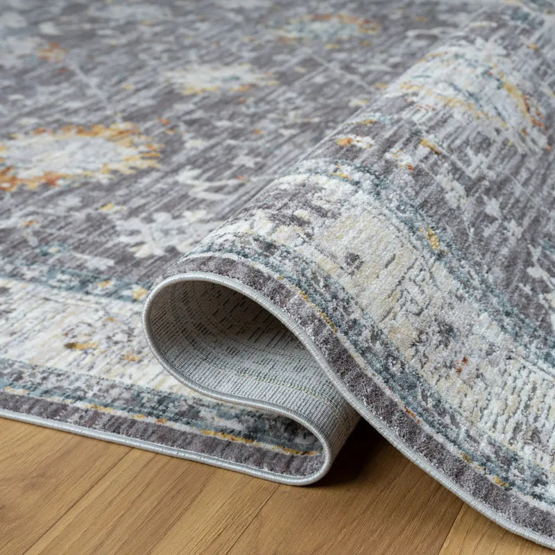 2' X 3' Gray and Ivory Floral Area Rug Homeroots Home Decor