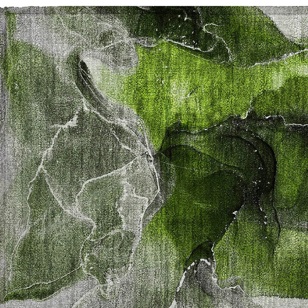 2' X 3' Green Abstract Washable Non Skid Indoor Outdoor Area Rug Homeroots Outdoor