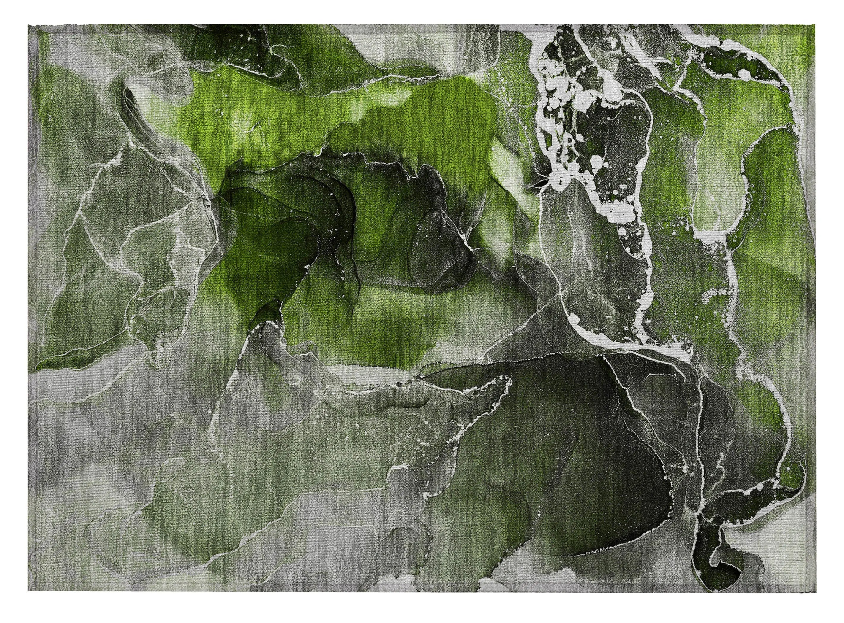 2' X 3' Green Abstract Washable Non Skid Indoor Outdoor Area Rug Homeroots Outdoor