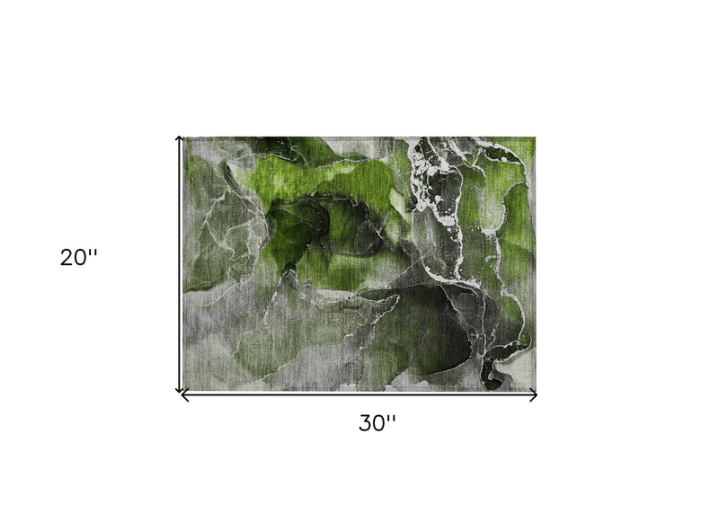 2' X 3' Green Abstract Washable Non Skid Indoor Outdoor Area Rug Homeroots Outdoor