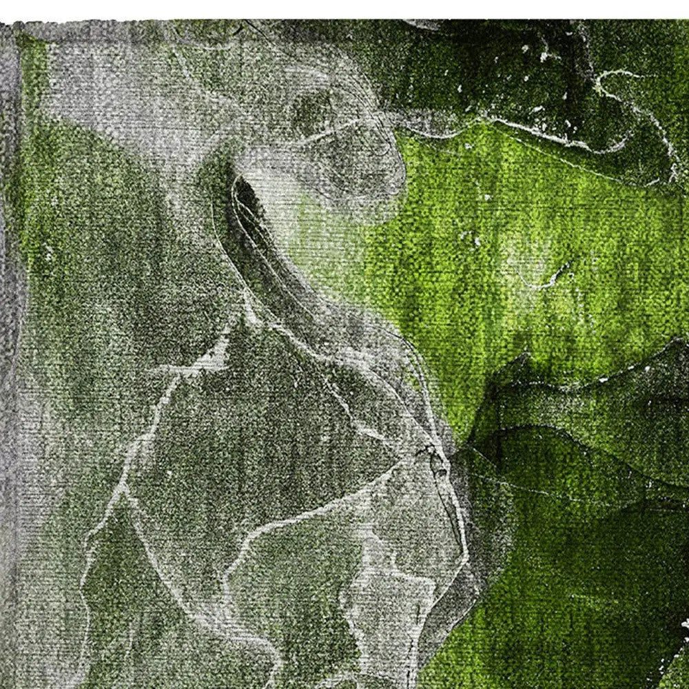 2' X 3' Green Abstract Washable Non Skid Indoor Outdoor Area Rug Homeroots Outdoor