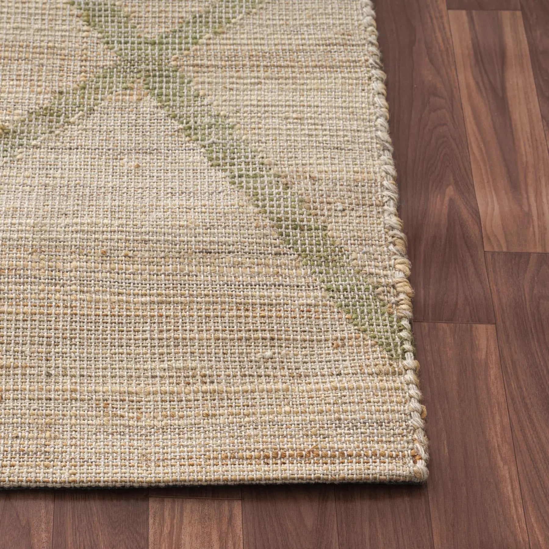 2' X 3' Green And Beige Jute Abstract Hand Woven Area Rug Homeroots Home Decor