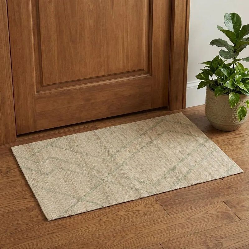 2' X 3' Green And Beige Jute Abstract Hand Woven Area Rug Homeroots Home Decor