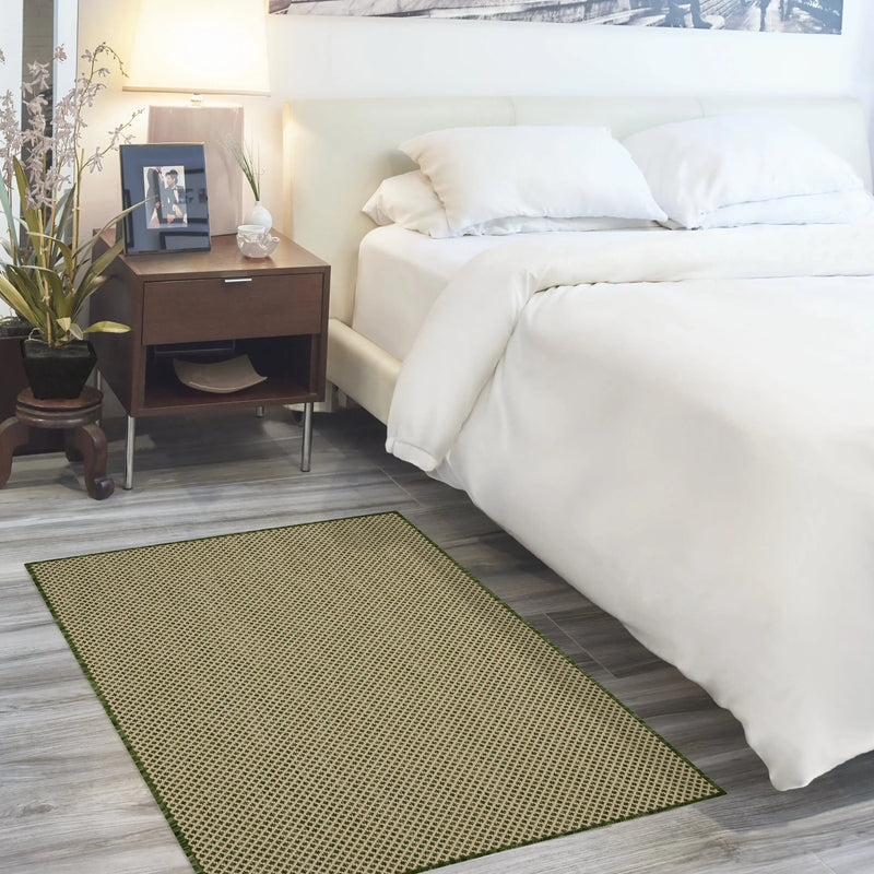2' X 3' Green And Tan Geometric Indoor Outdoor Area Rug Homeroots Outdoor
