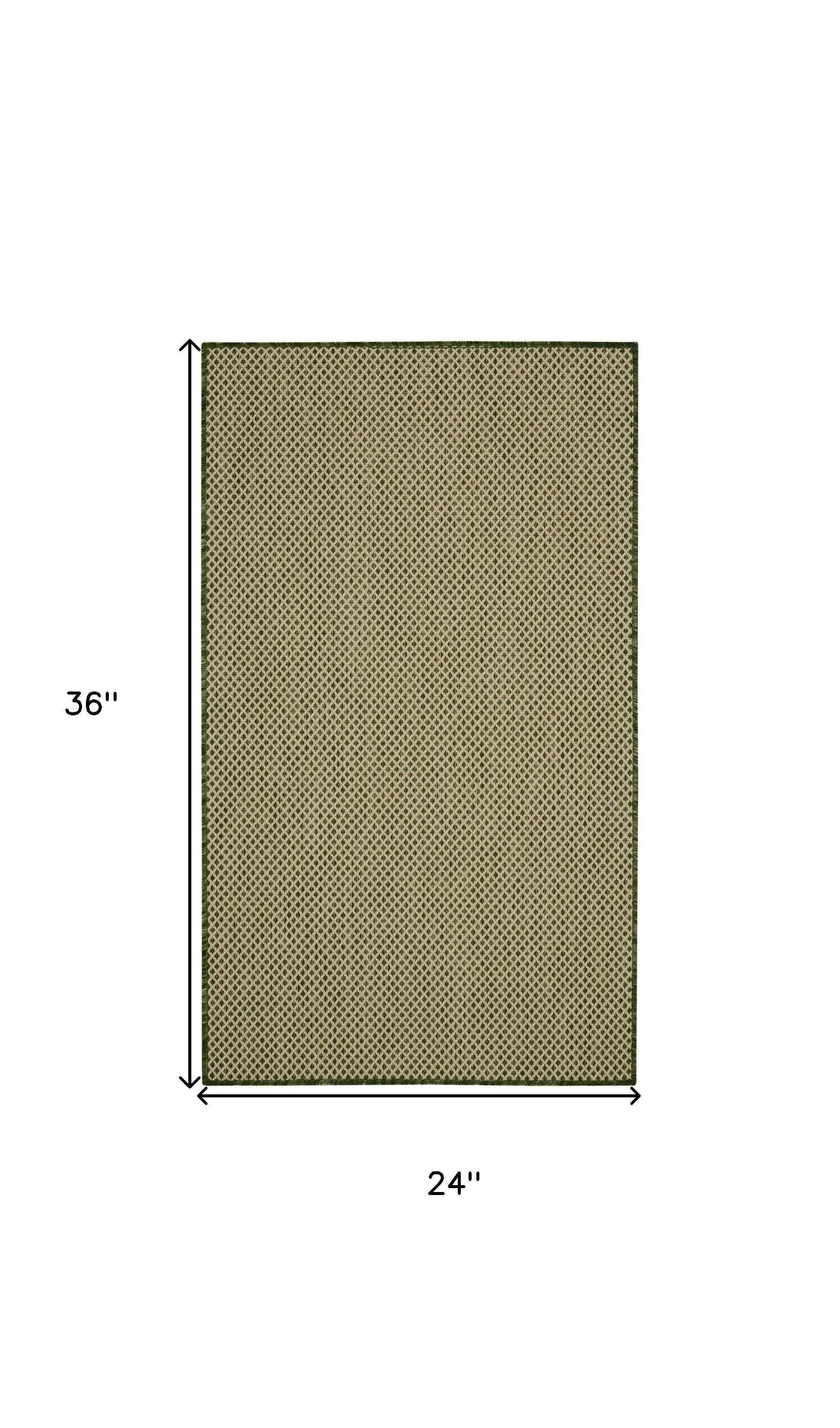 2' X 3' Green And Tan Geometric Indoor Outdoor Area Rug Homeroots Outdoor