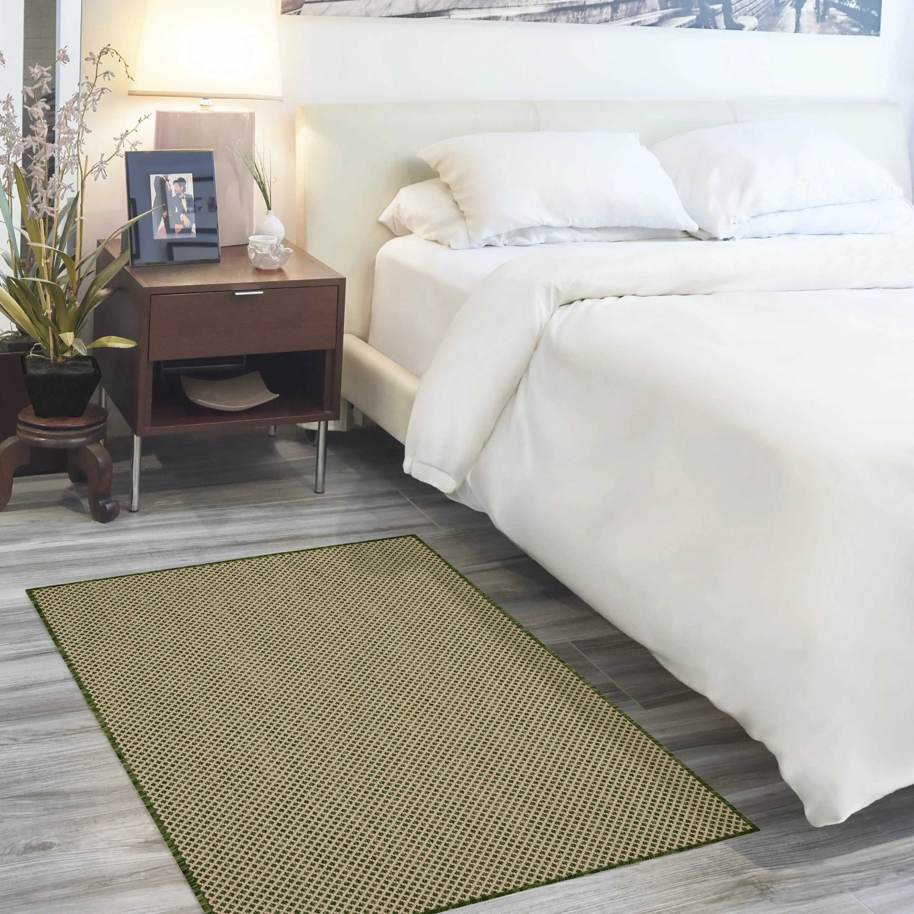 2' X 3' Green And Tan Geometric Indoor Outdoor Area Rug Homeroots Outdoor
