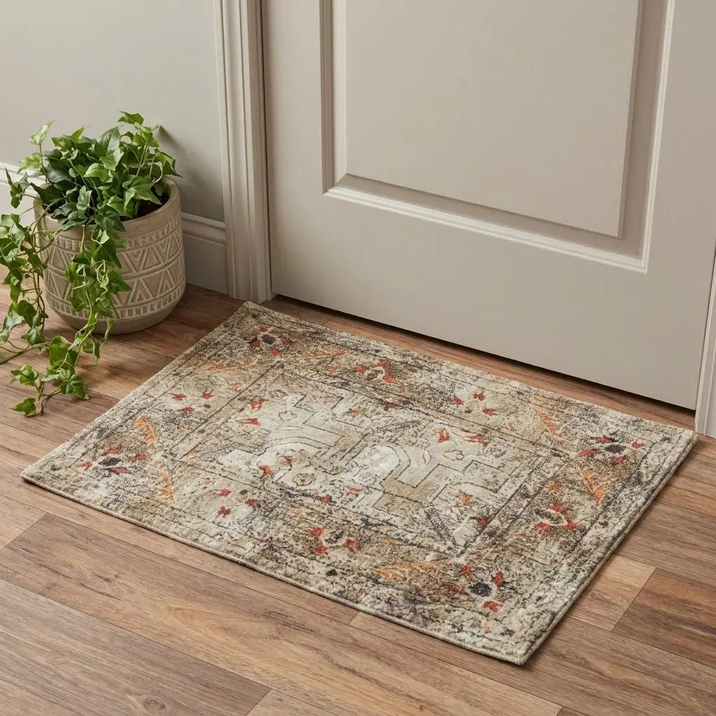 2' X 3' Green Beige And Apricot New Zealand Lambs Wool Oriental Hand Carved Handmade Area Rug Homeroots Home Decor