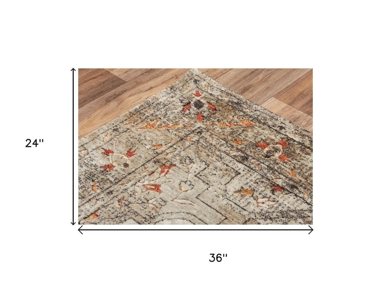 2' X 3' Green Beige And Apricot New Zealand Lambs Wool Oriental Hand Carved Handmade Area Rug Homeroots Home Decor