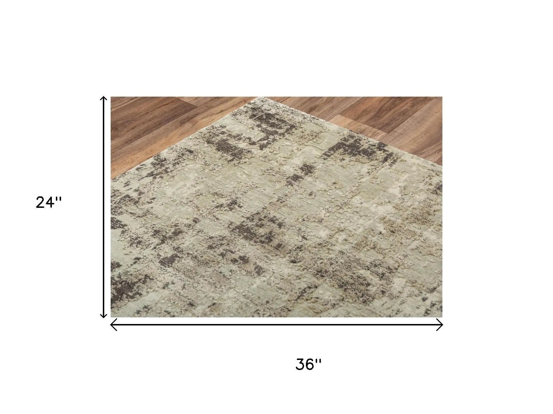 2' X 3' Green Brown And Beige New Zealand Lambs Wool Abstract Hand Carved Handmade Area Rug Homeroots Home Decor