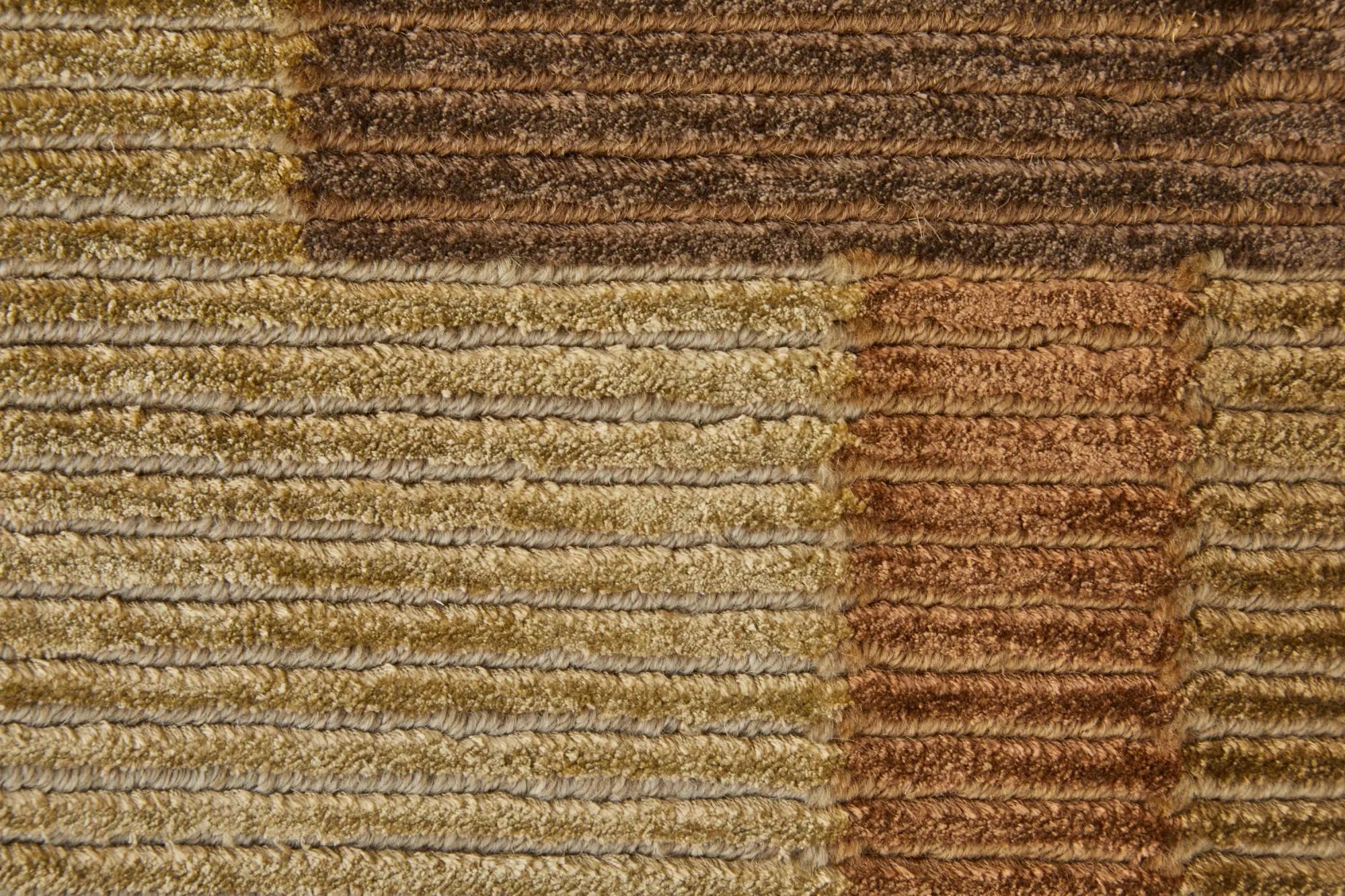 2' X 3' Green Brown And Orange Checkered Hand Knotted Area Rug Homeroots Home Decor