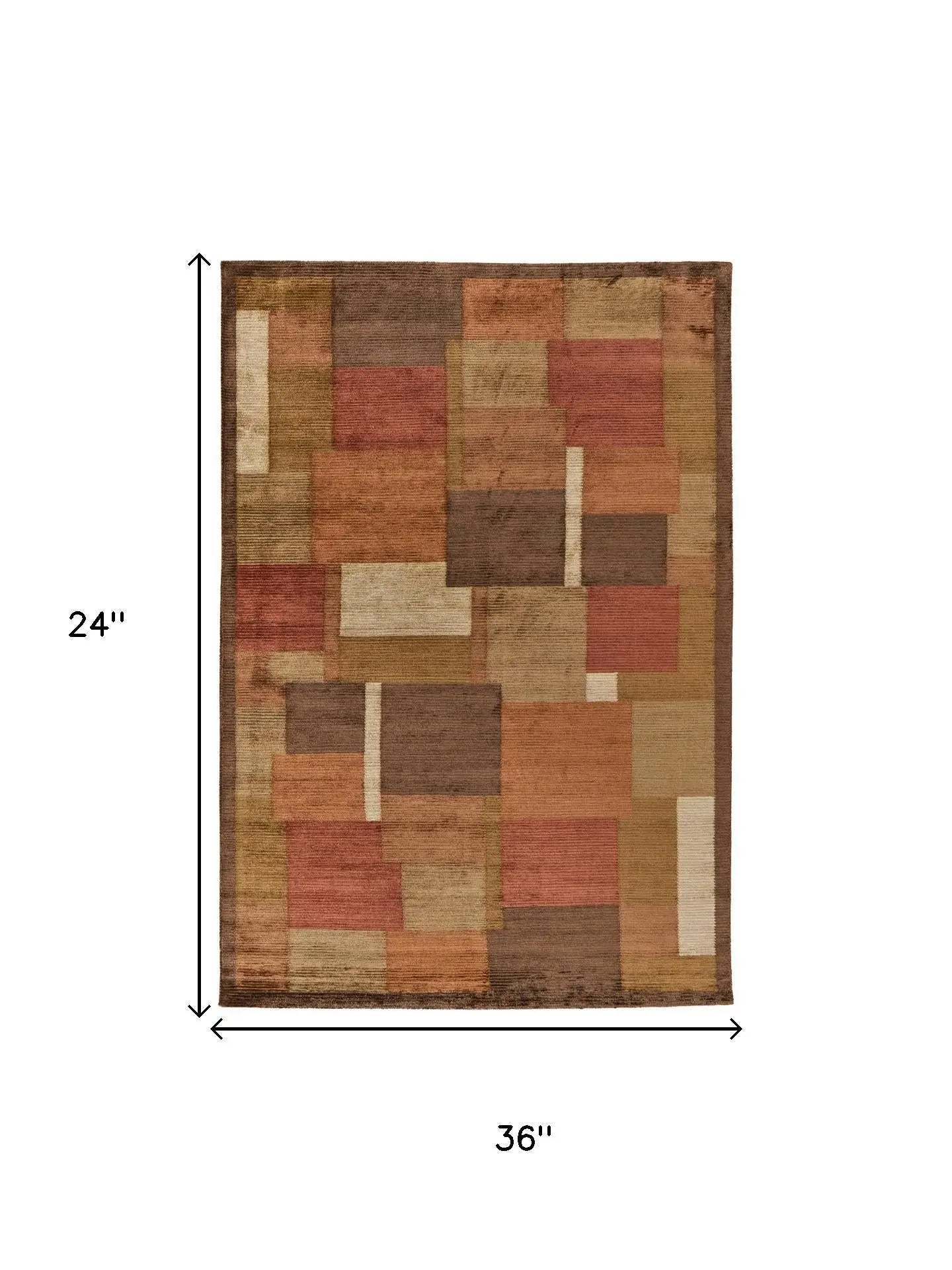 2' X 3' Green Brown And Orange Checkered Hand Knotted Area Rug Homeroots Home Decor