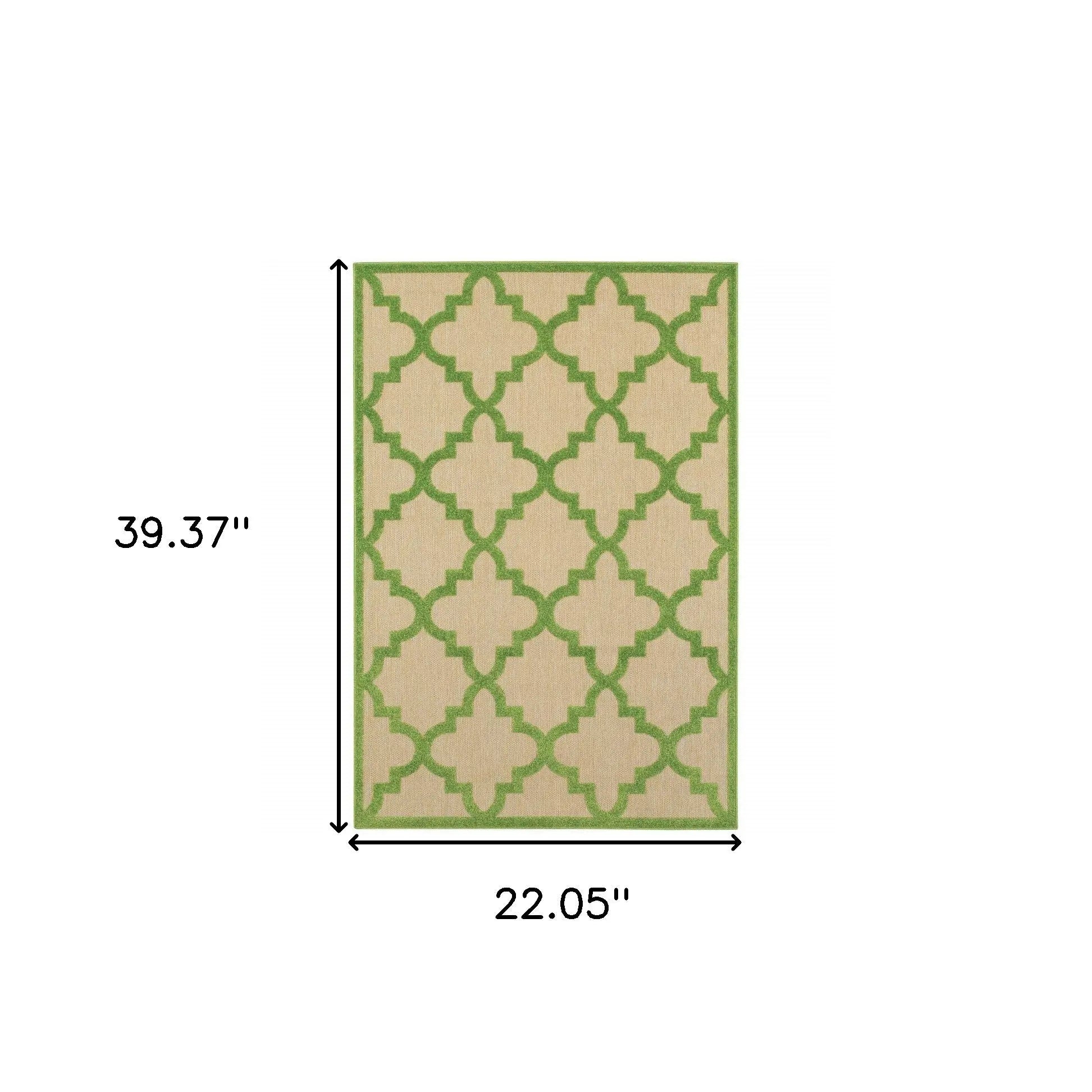 2' X 3' Green Geometric Stain Resistant Indoor Outdoor Area Rug Homeroots Outdoor