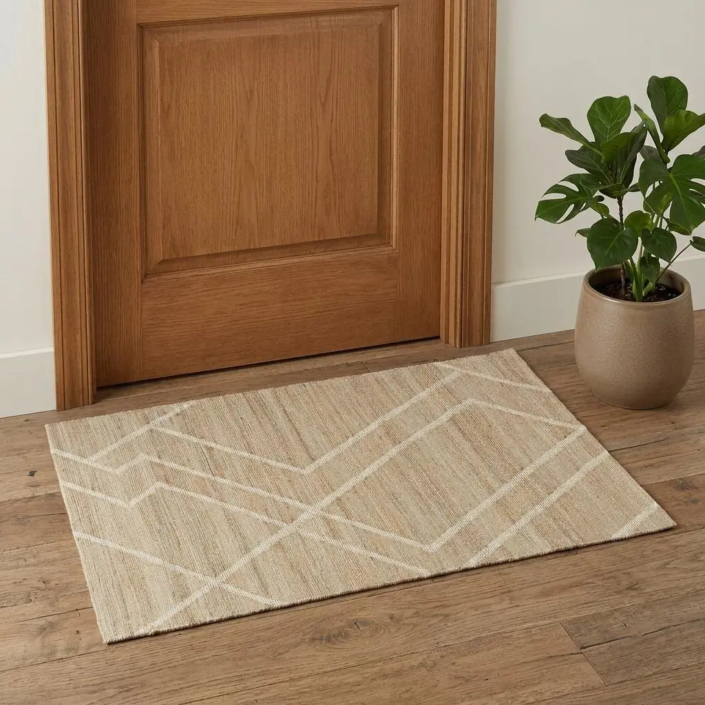 2' X 3' Ivory And Beige Jute Abstract Hand Woven Area Rug Homeroots Home Decor
