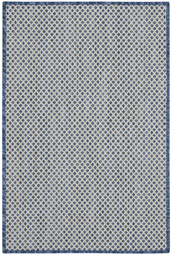 2' X 3' Ivory And Blue Geometric Indoor Outdoor Area Rug Homeroots Outdoor
