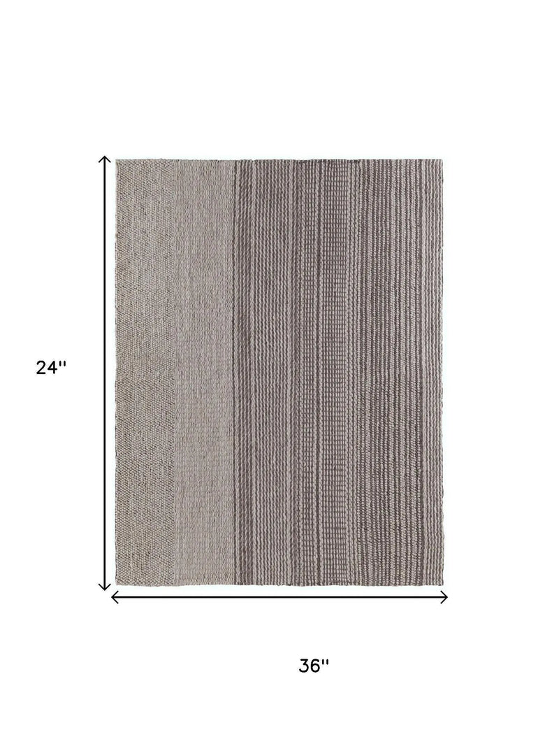 2' X 3' Ivory And Brown Wool Striped Hand Woven Area Rug Homeroots Home Decor