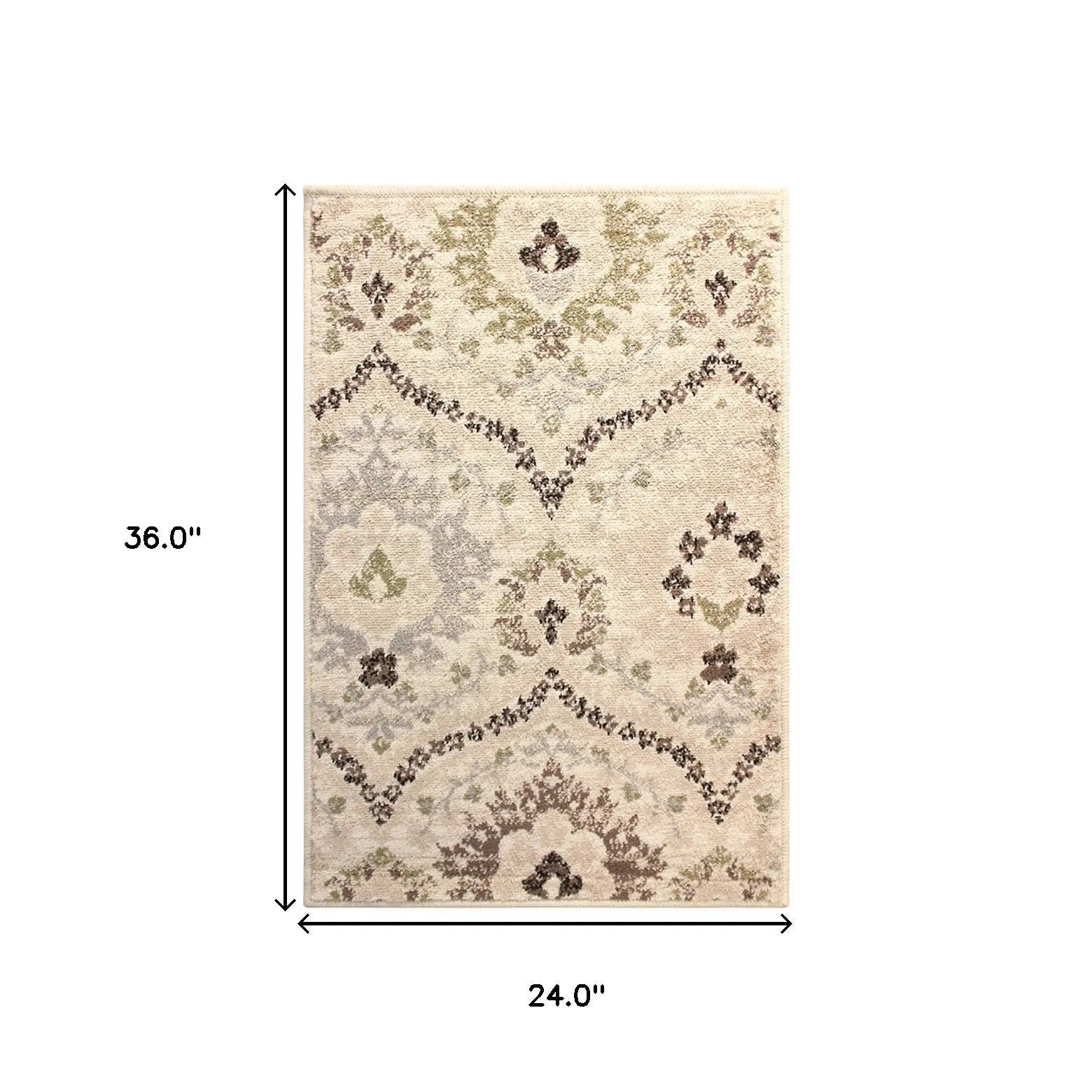 2' X 3' Ivory And Gray Floral Distressed Area Rug Homeroots Home Decor