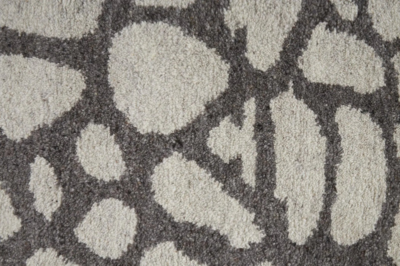 2' X 3' Ivory And Gray Wool Abstract Hand Knotted Area Rug Homeroots Home Decor