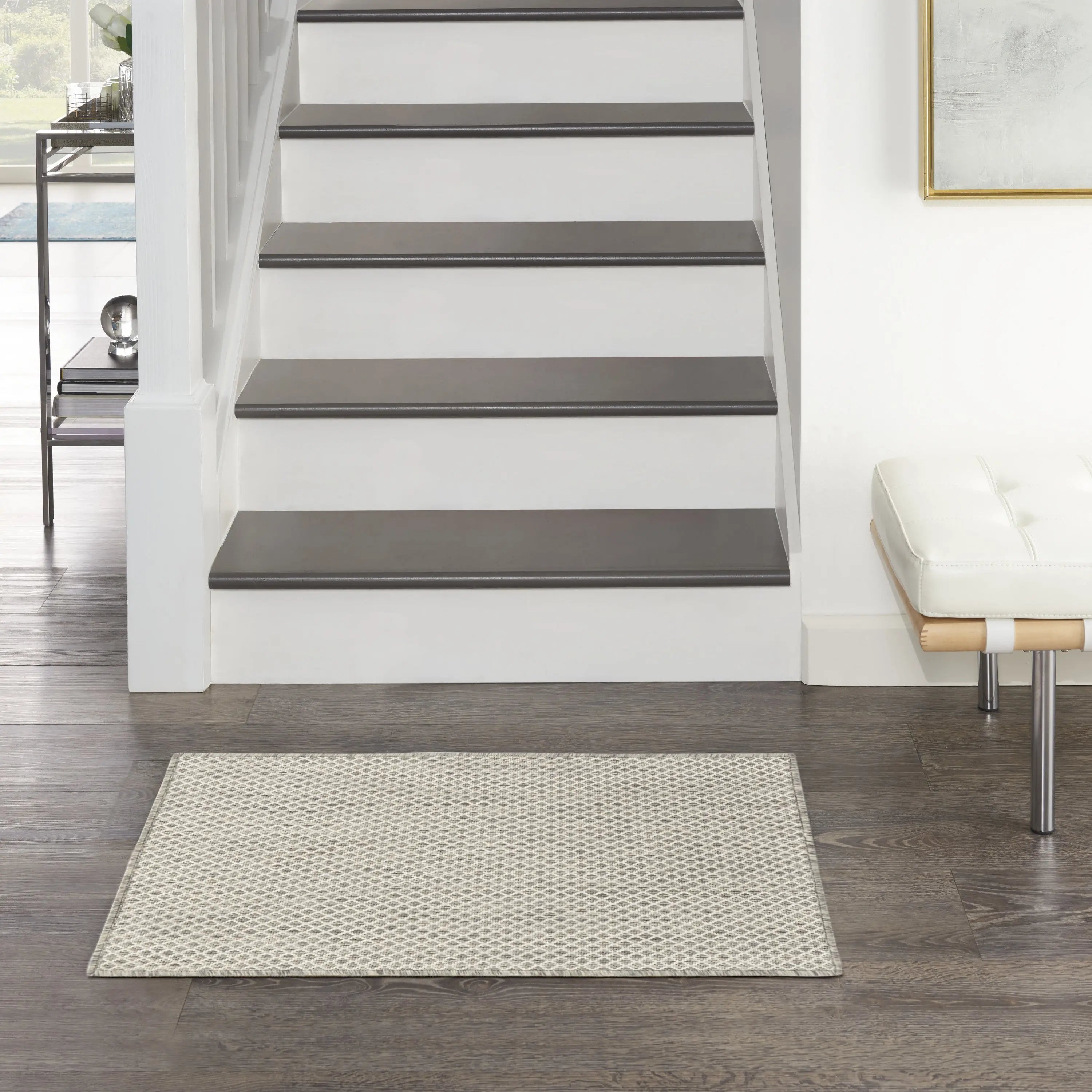 2' X 3' Ivory And Silver Geometric Indoor Outdoor Area Rug Homeroots Outdoor