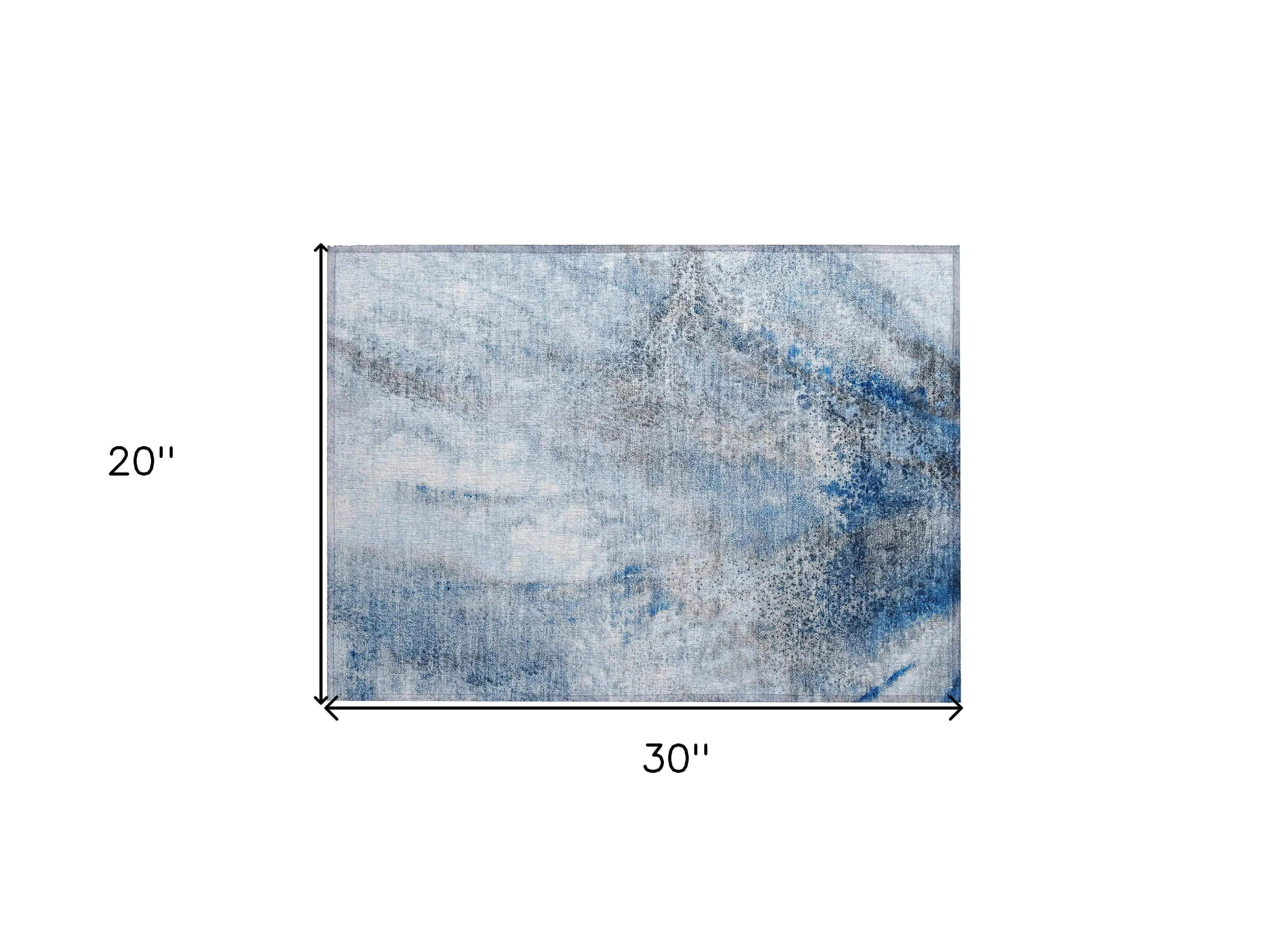 2' X 3' Ivory Blue and Gray Abstract Washable Non Skid Indoor Outdoor Area Rug Homeroots Outdoor
