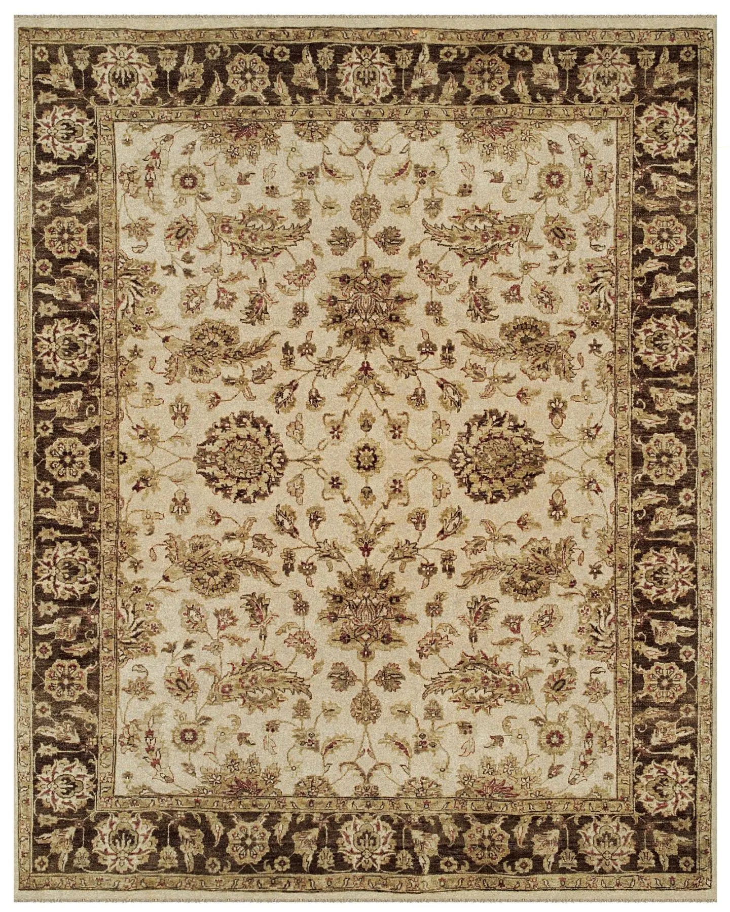 2' X 3' Ivory Gold And Brown Wool Oriental Hand Knotted Area Rug Homeroots Home Decor