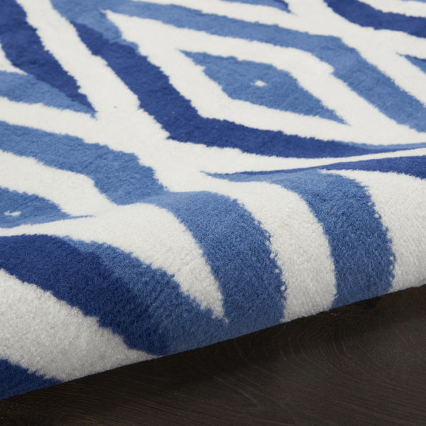 2' X 3' Ivory and Blue Geometric Area Rug Homeroots Home Decor