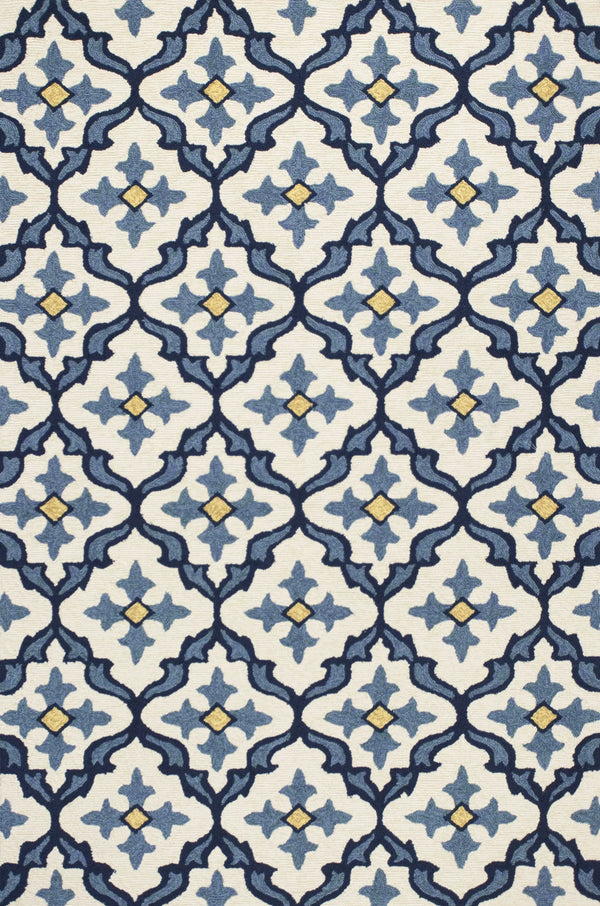 2' X 3' Ivory and Blue Moroccan Handmade Indoor Outdoor Area Rug Homeroots Outdoor